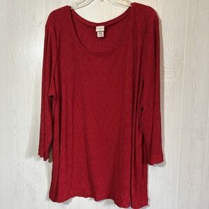 Covington Women's 24-26W Red Scoop Neck Tunic Top‎ Vintage